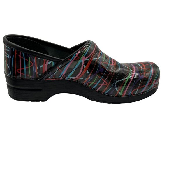 Dansko Womens 11.5 Professional Retro Streamer Patent Leather Clogs Comfort Shoe - Picture 4 of 16